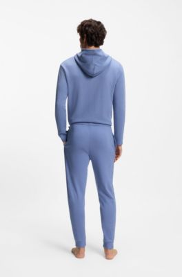 Pantalones de pijama de algod&oacute;n con estructura de rejilla, Celeste