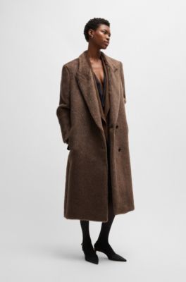 BOSS - Long-length coat in alpaca and wool - Brown