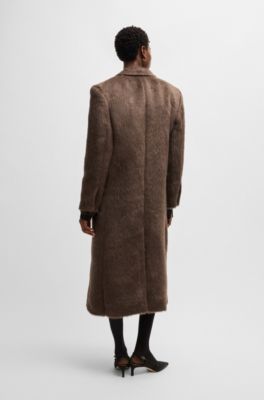 BOSS - Long-length coat in alpaca and wool - Brown