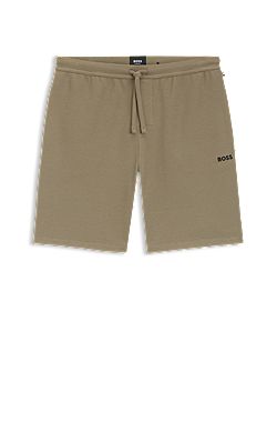 Short de pyjama en coton mélangé avec logo brodé