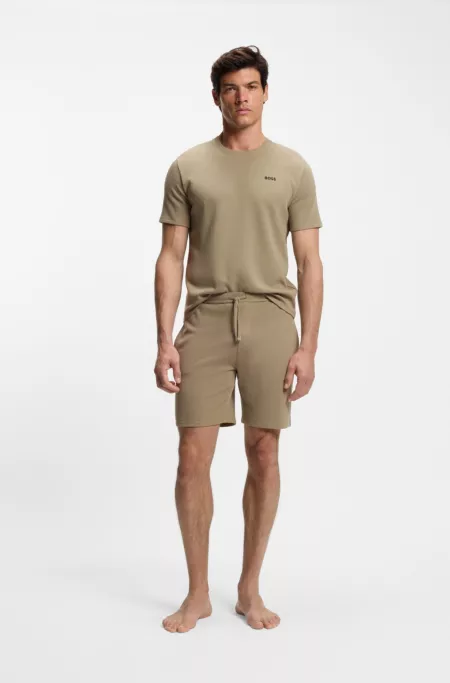 Cotton-blend pajama shorts with embroidered logo