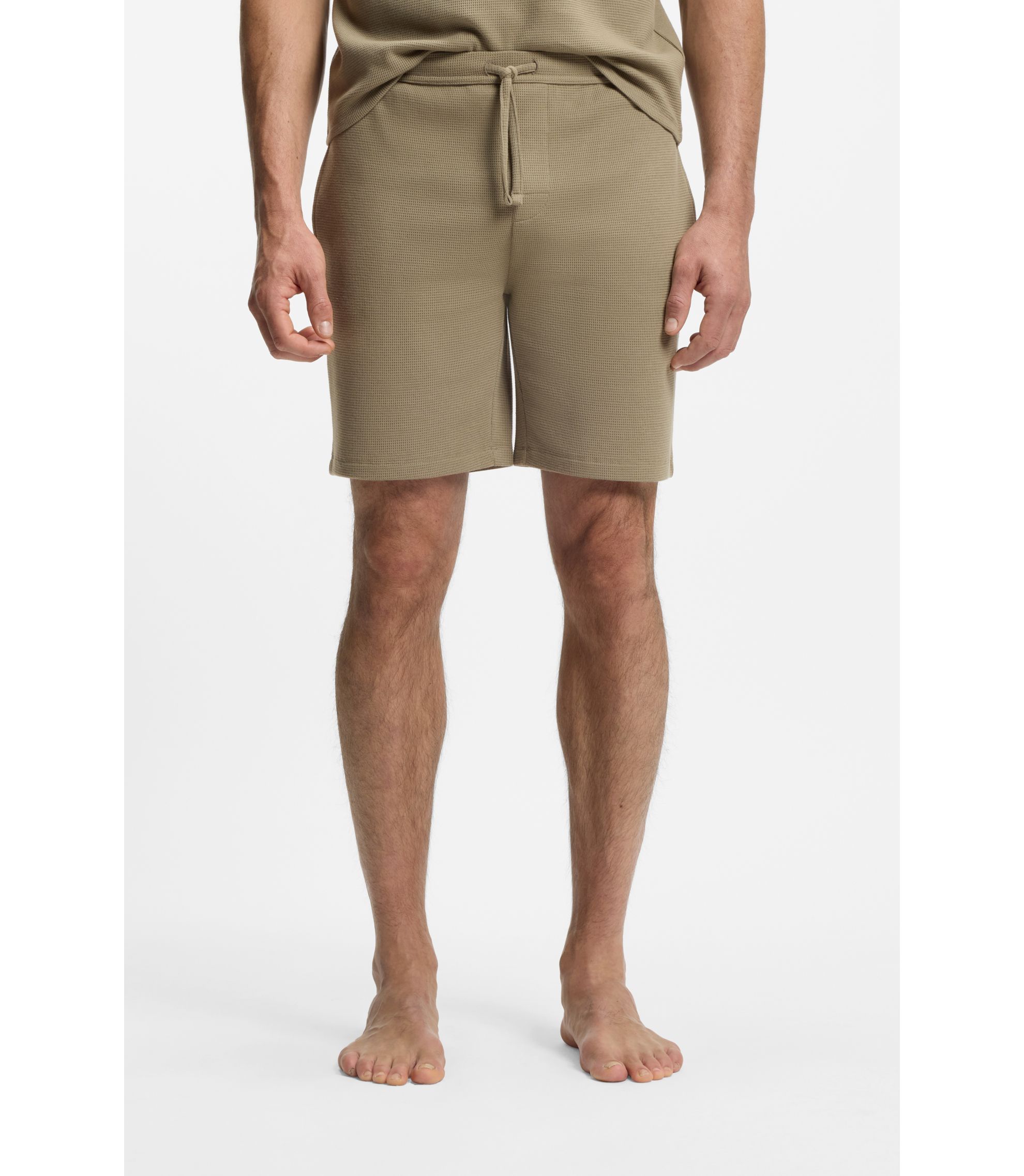 Cotton-Blend Pajama Shorts With Embroidered Logo by Hugo Boss