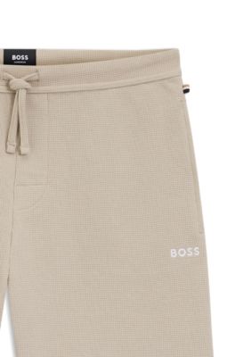 Shorts de pijama en algod&oacute;n con logo bordado, Beige claro