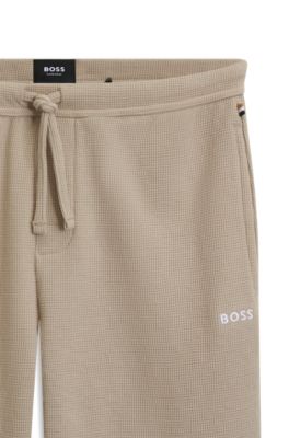 Shorts de pijama en algod&oacute;n con logo bordado, Beige claro