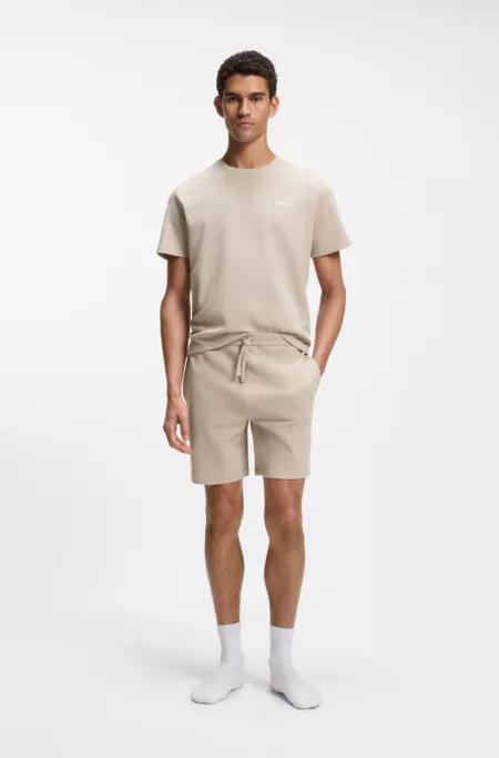 Cotton-blend pajama shorts with embroidered logo