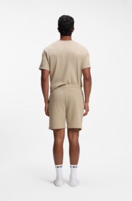 Shorts de pijama con estructura de rejilla, Beige claro