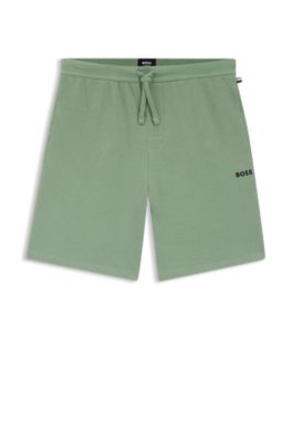 Cotton-blend pajama shorts with embroidered logo, Light Green