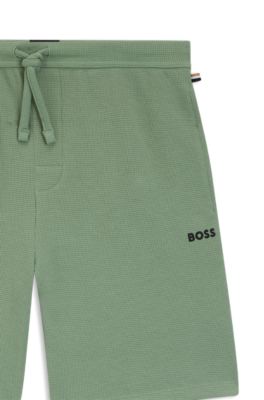 Cotton-blend pajama shorts with embroidered logo, Light Green