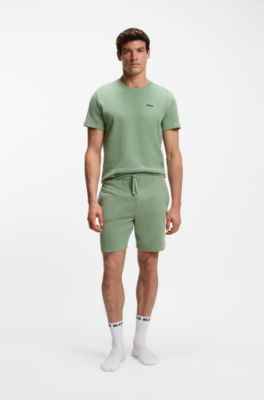 Cotton-blend pajama shorts with embroidered logo, Light Green