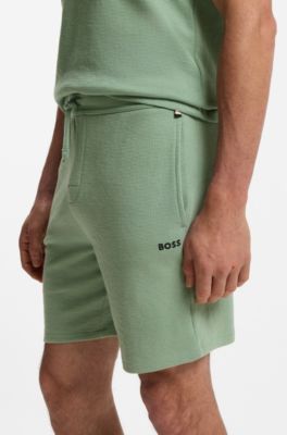 Cotton-blend pajama shorts with embroidered logo, Light Green