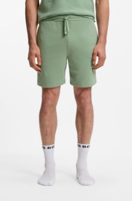 Cotton-blend pajama shorts with embroidered logo, Light Green