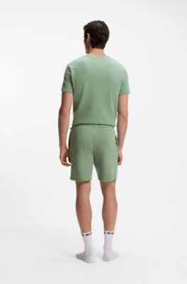 Cotton-blend pajama shorts with embroidered logo, Light Green