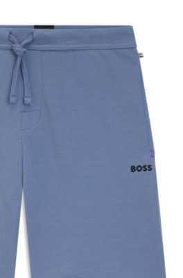 Cotton-blend pajama shorts with embroidered logo, Light Blue