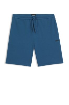 Cotton-blend pajama shorts with embroidered logo, Light Blue