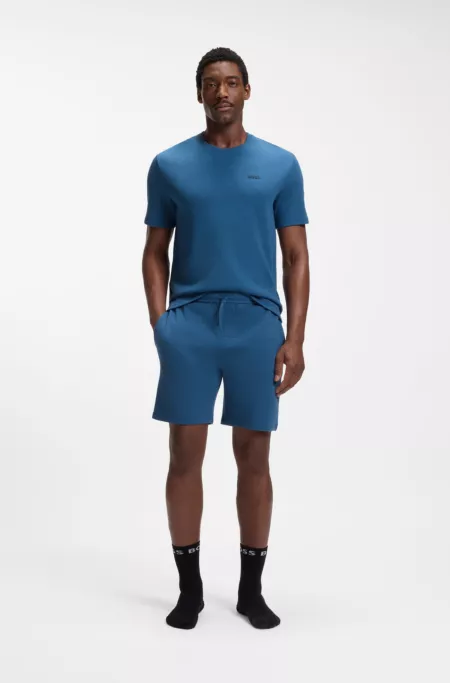 Cotton-blend pajama shorts with embroidered logo