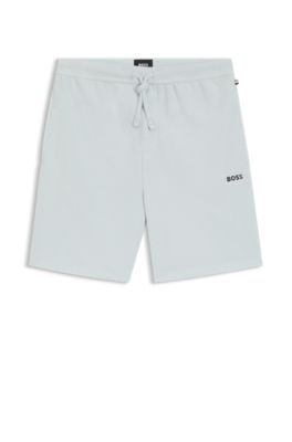 Shorts de pijama en algod&oacute;n con logo bordado, Celeste