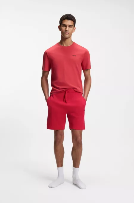 Cotton-blend pajama shorts with embroidered logo