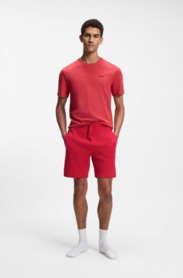 Cotton-blend pajama shorts with embroidered logo, Red