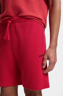 Shorts de pijama en algod&oacute;n con logo bordado, Rojo
