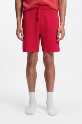 Cotton-blend pajama shorts with embroidered logo, Red