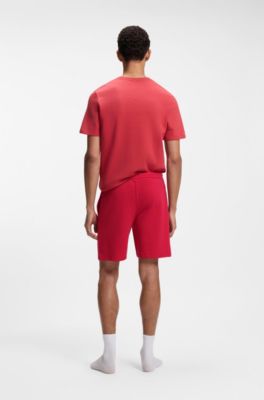 Shorts de pijama en algod&oacute;n con logo bordado, Rojo