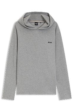 Cotton-blend pajama hoodie with waffle structure