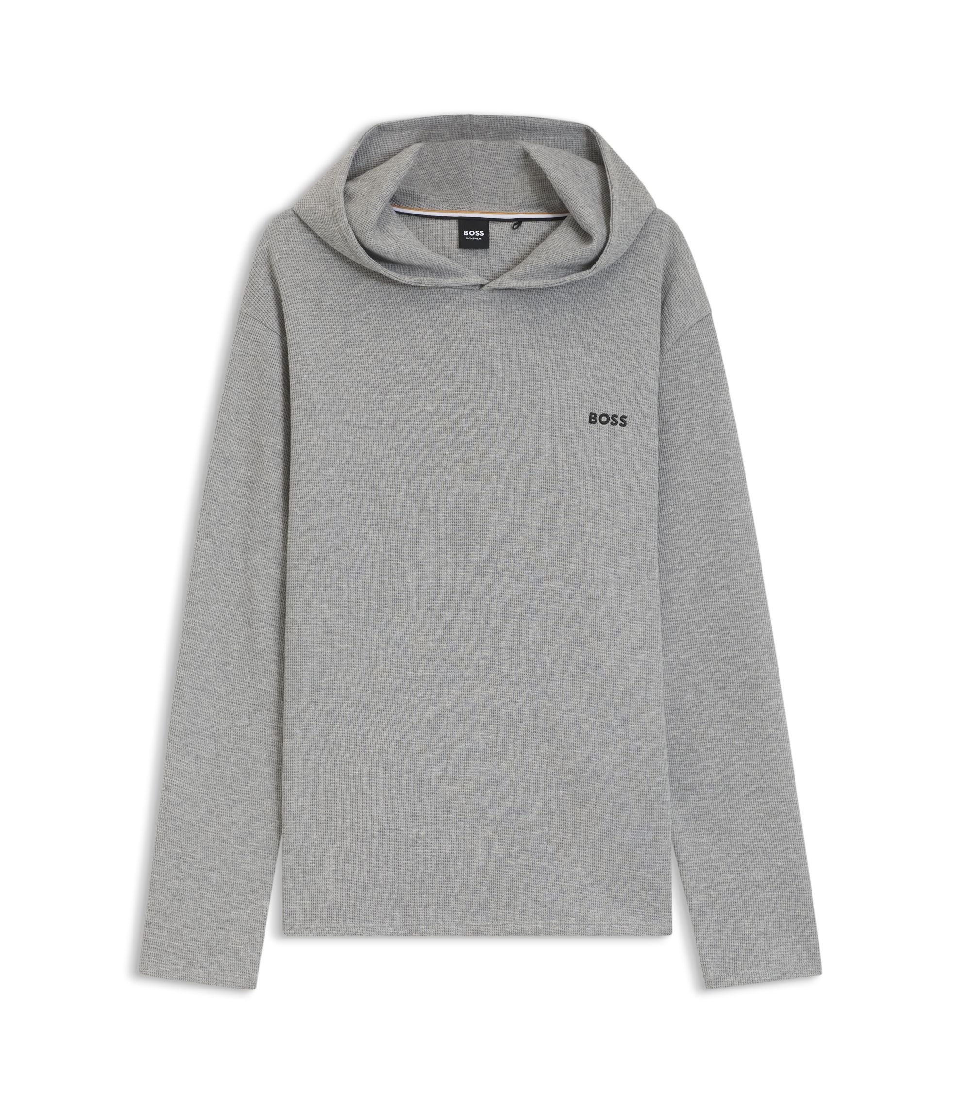 BOSS - Cotton-blend pajama hoodie with waffle structure - Grey