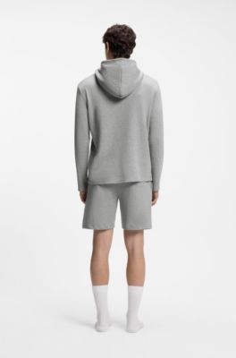Sudadera de pijama de algod&oacute;n con estructura de rejilla y capucha, Gris