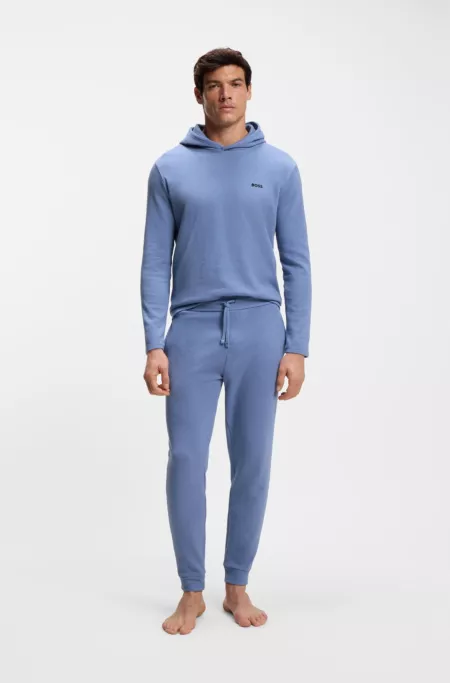 Cotton-blend pajama hoodie with waffle structure