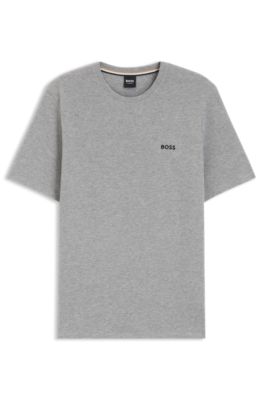 Camiseta de pijama en algod&oacute;n con logo bordado, Gris