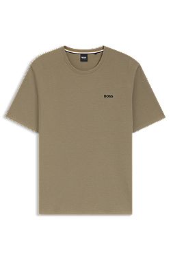 T-shirt de pyjama en coton mélangé à logo brodé