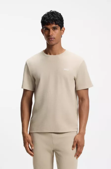 Cotton-blend pajama T-shirt with embroidered logo