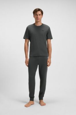 Cotton-blend pajama T-shirt with embroidered logo, Light Green