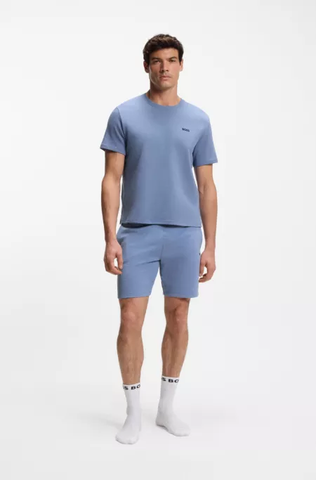Cotton-blend pajama T-shirt with embroidered logo