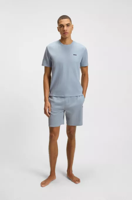 Cotton-blend pajama T-shirt with embroidered logo