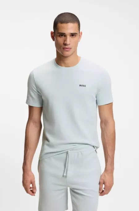 Cotton-blend pajama T-shirt with embroidered logo