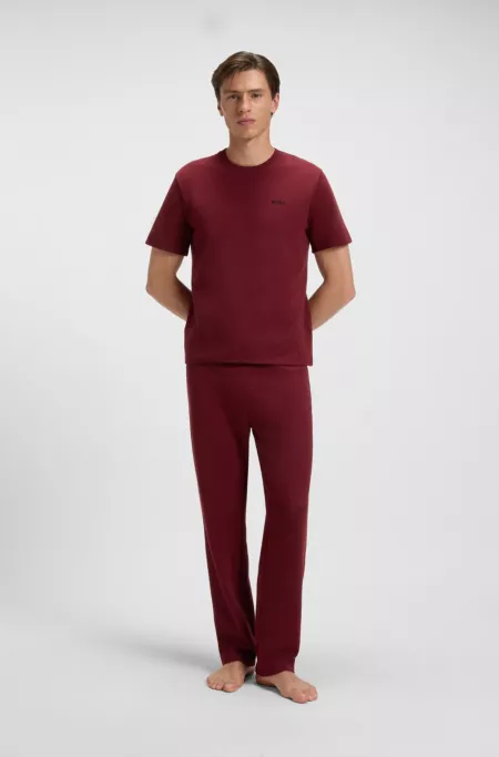 Cotton-blend pajama T-shirt with embroidered logo
