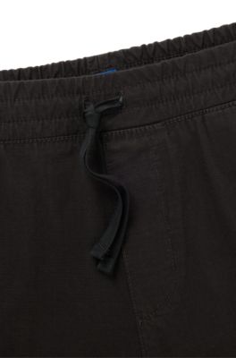 Tapered-fit tracksuit bottoms in ripstop cotton, Dark Grey