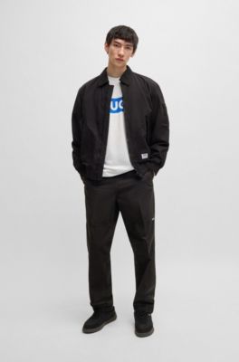 Tapered-fit tracksuit bottoms in ripstop cotton, Dark Grey