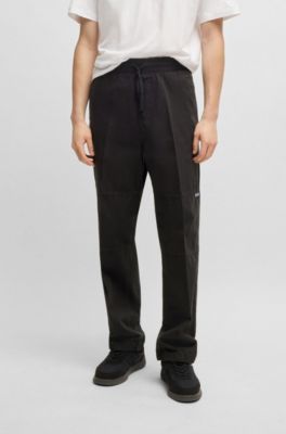 Tapered-fit tracksuit bottoms in ripstop cotton, Dark Grey
