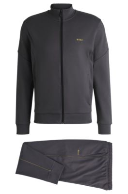 BOSS Interlock cotton tracksuit with logo details Dark Grey