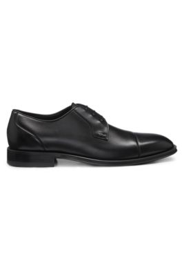 Zapatos Derby de piel con puntera, Negro