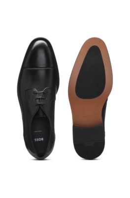 BOSS - Cap-toe Derby shoes in leather - Black