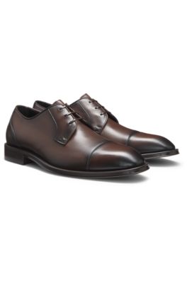 Zapatos Derby de piel con puntera, Marr&oacute;n oscuro