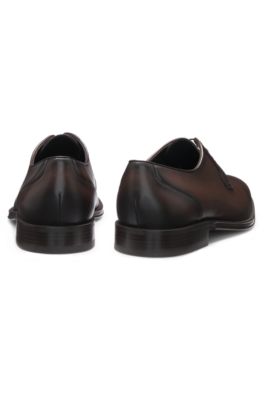 Zapatos Derby de piel con puntera, Marr&oacute;n oscuro