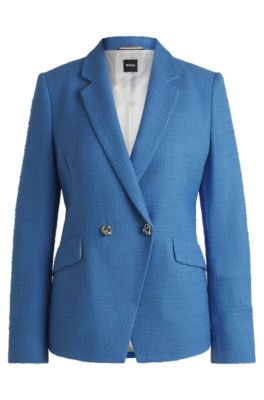 アウターその他 BOSS Woman Blazer Gnawed Blue 50534576 967 BOSS: Jacket woman - Gnawed Blue | Boss blazer 50534576