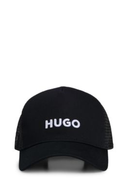 Mesh-panel cap in cotton twill, Black