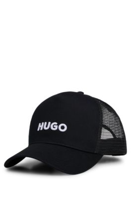 Mesh-panel cap in cotton twill, Black