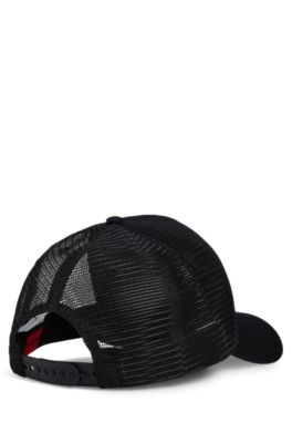 Mesh-panel cap in cotton twill, Black