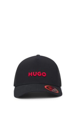 Mesh-panel cap in cotton twill, Black